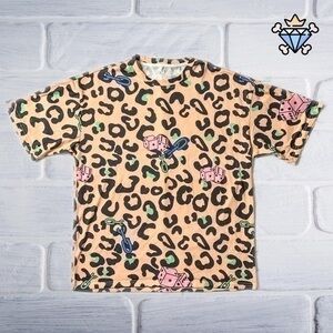 MENS SHEIN LEOPARD DICE PRINT GRAPHIC TEE SIZE LARGE UNISEX STRRETWEAR